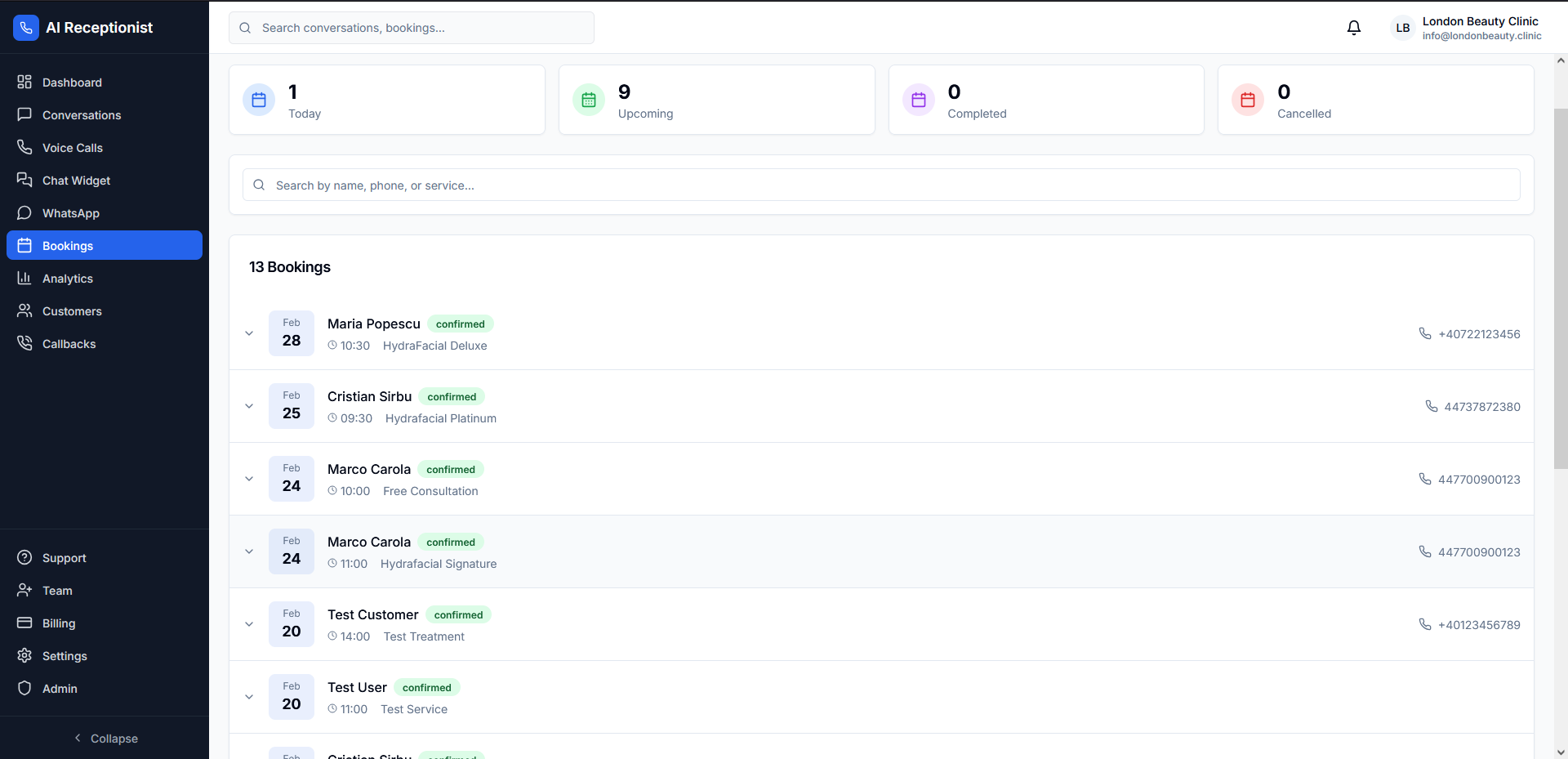 Gestión de reservas